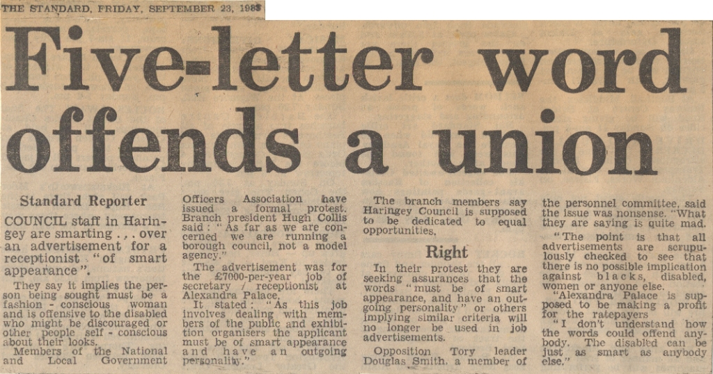 19830923 ALEXANDRA PALACE JOB OFFER SMART OFFENDS DOUGLAS SMITH MP ES.jpg